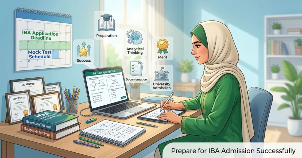 Ziauddin Board student preparing for IBA Karachi admission test and application process

