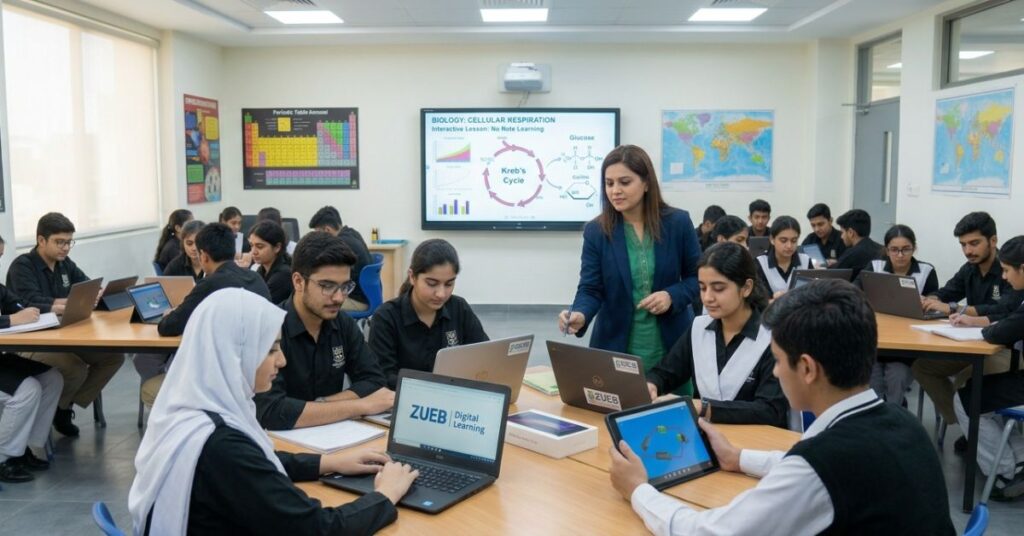 Ziauddin Board students using digital learning resources and modern classroom technology