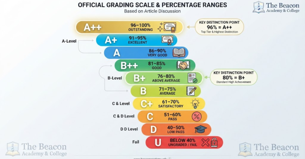 Ziauddin Board new grading scale percentage chart from A++ to U