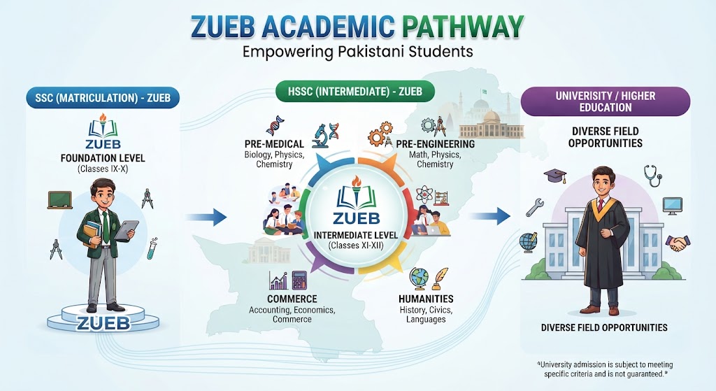 Ziauddin Board SSC HSSC academic pathways and subject groups