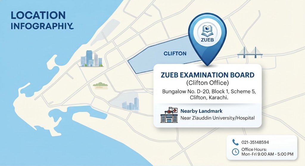 Ziauddin Board Clifton Karachi address D-20 Block 1 Scheme 5