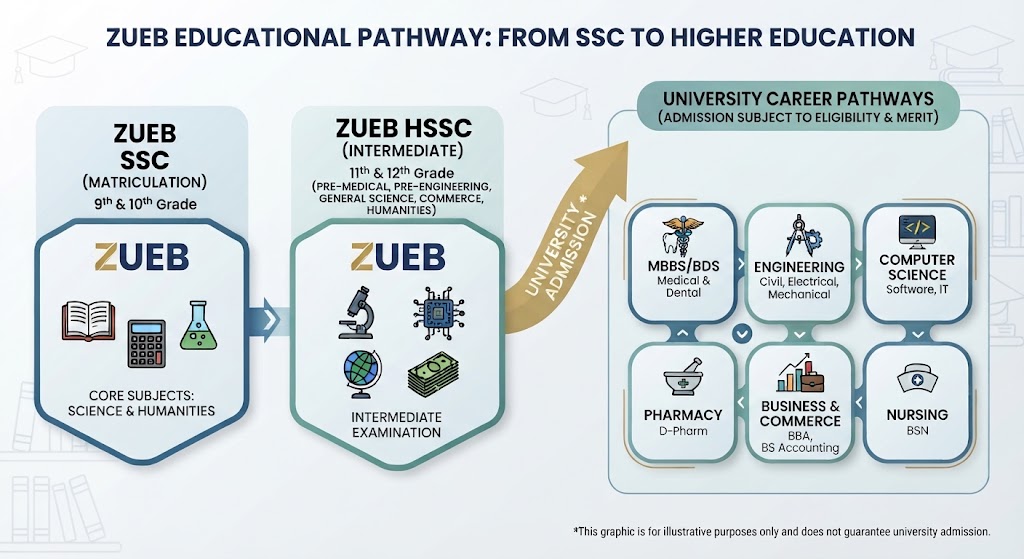 Ziauddin Board SSC HSSC students university admission and career pathways